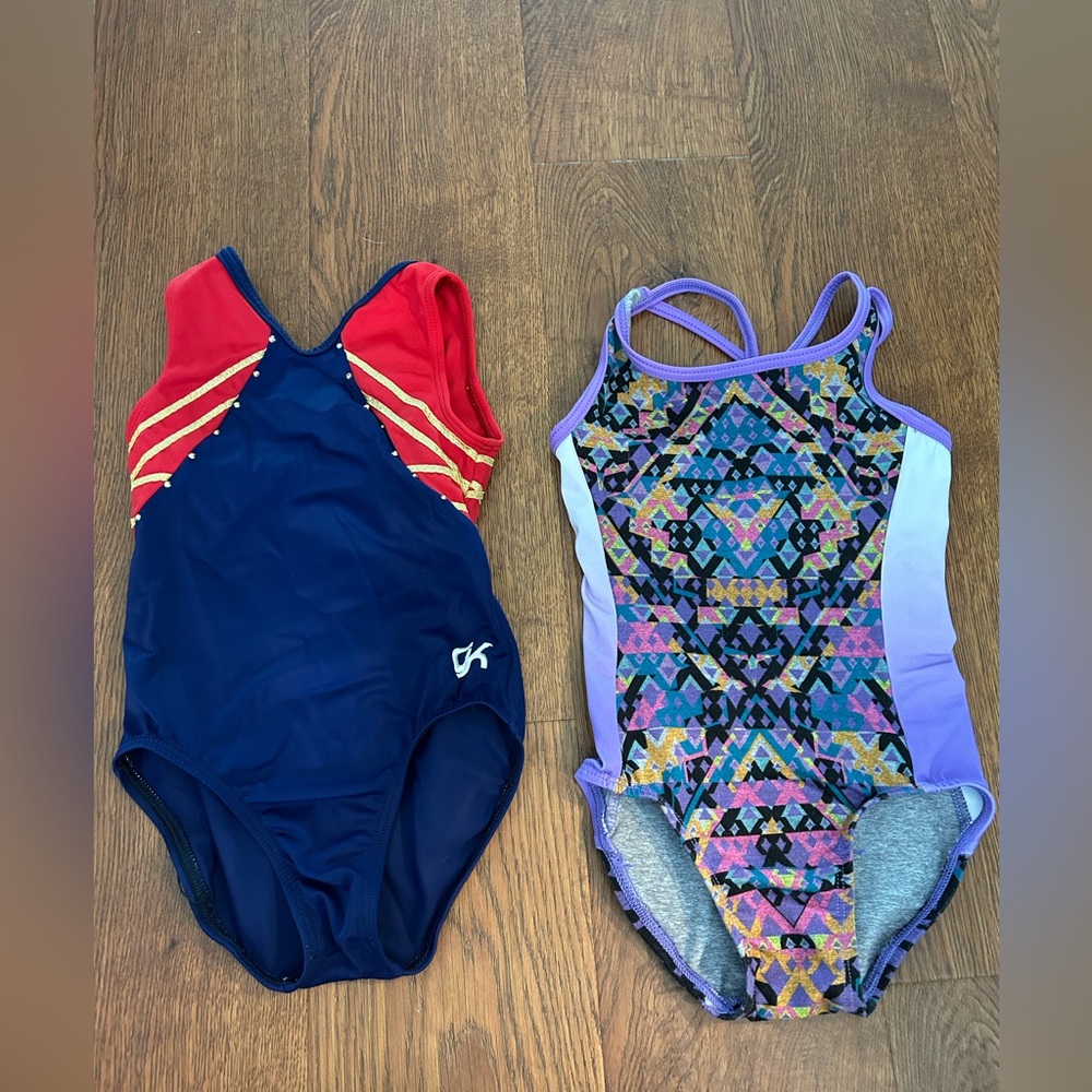 GK gymnastics leotards bundle child size small 
Simone Biles